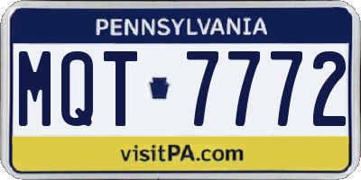 PA license plate MQT7772