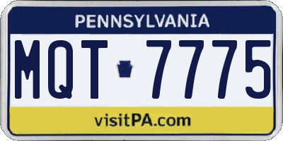 PA license plate MQT7775