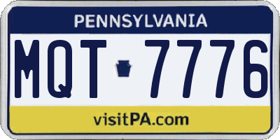 PA license plate MQT7776