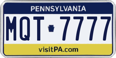 PA license plate MQT7777