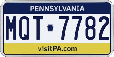 PA license plate MQT7782