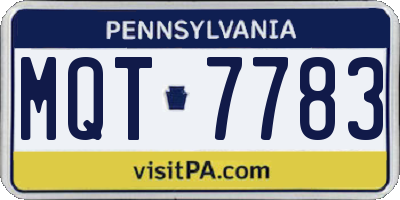 PA license plate MQT7783