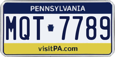 PA license plate MQT7789