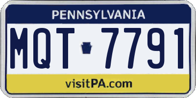 PA license plate MQT7791
