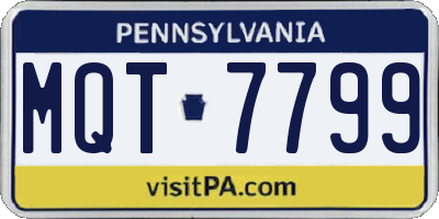 PA license plate MQT7799