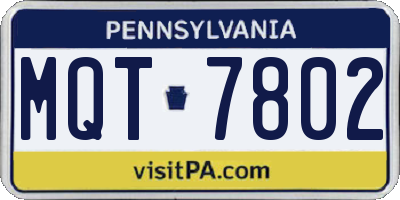 PA license plate MQT7802
