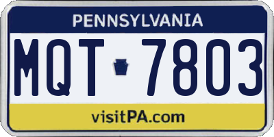 PA license plate MQT7803