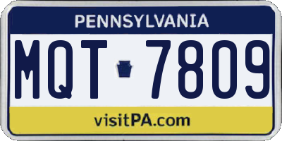 PA license plate MQT7809