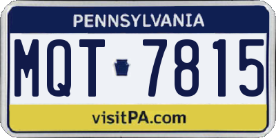 PA license plate MQT7815