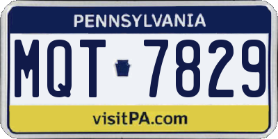 PA license plate MQT7829