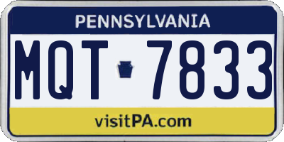PA license plate MQT7833