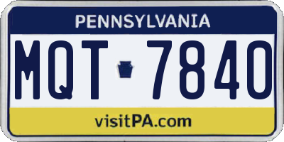 PA license plate MQT7840