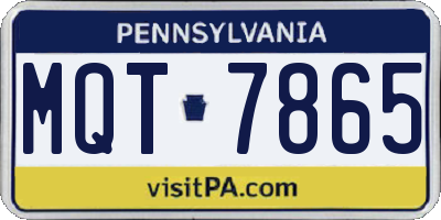 PA license plate MQT7865