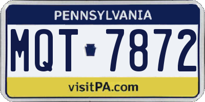 PA license plate MQT7872