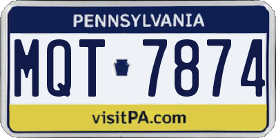 PA license plate MQT7874