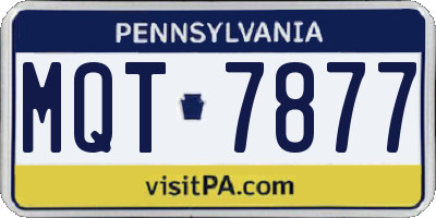 PA license plate MQT7877