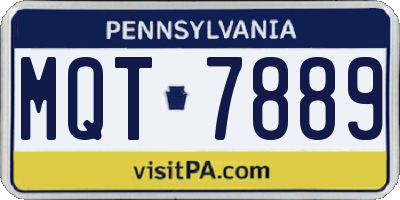 PA license plate MQT7889