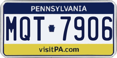 PA license plate MQT7906