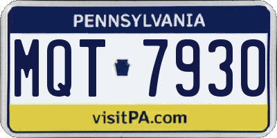 PA license plate MQT7930
