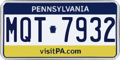 PA license plate MQT7932