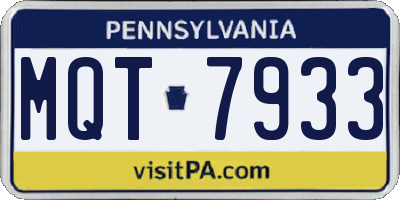 PA license plate MQT7933