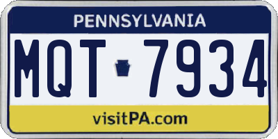 PA license plate MQT7934