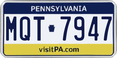 PA license plate MQT7947