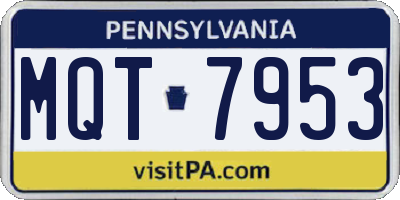 PA license plate MQT7953