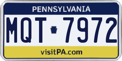 PA license plate MQT7972