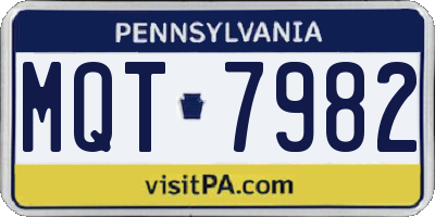 PA license plate MQT7982