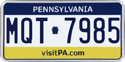 PA license plate MQT7985