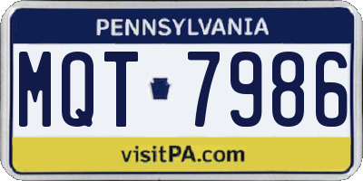 PA license plate MQT7986