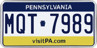 PA license plate MQT7989
