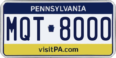 PA license plate MQT8000
