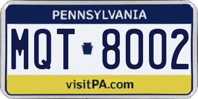PA license plate MQT8002