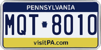 PA license plate MQT8010