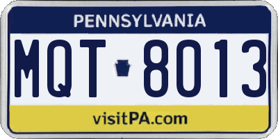 PA license plate MQT8013