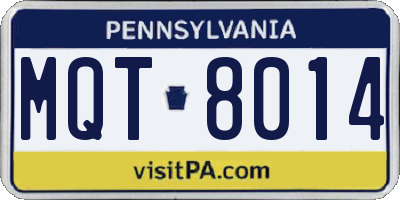 PA license plate MQT8014