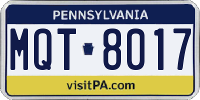 PA license plate MQT8017