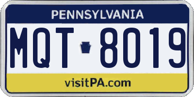 PA license plate MQT8019