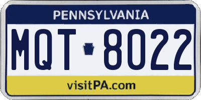 PA license plate MQT8022