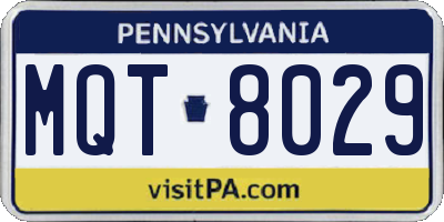 PA license plate MQT8029