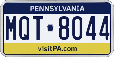 PA license plate MQT8044