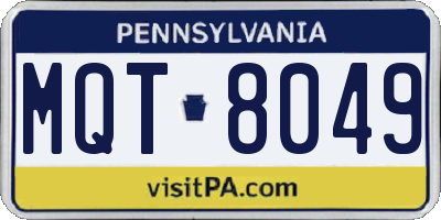PA license plate MQT8049