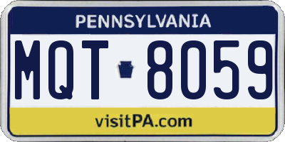 PA license plate MQT8059