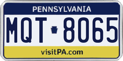 PA license plate MQT8065