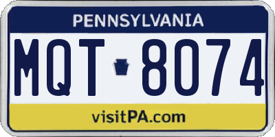 PA license plate MQT8074