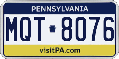 PA license plate MQT8076