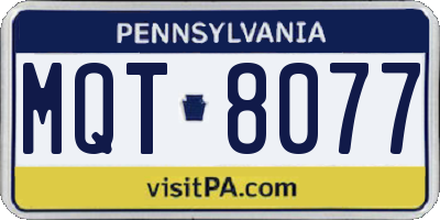PA license plate MQT8077