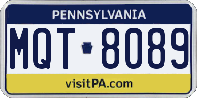 PA license plate MQT8089